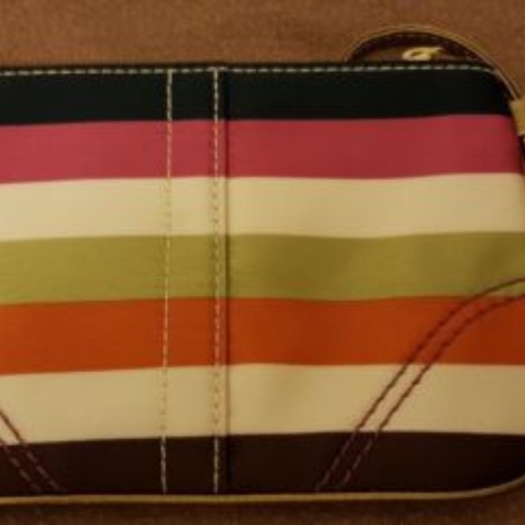 🚫SOLD🚫 COACH Hampton Multicolor Stripe Wristlet - Picture 2 of 4